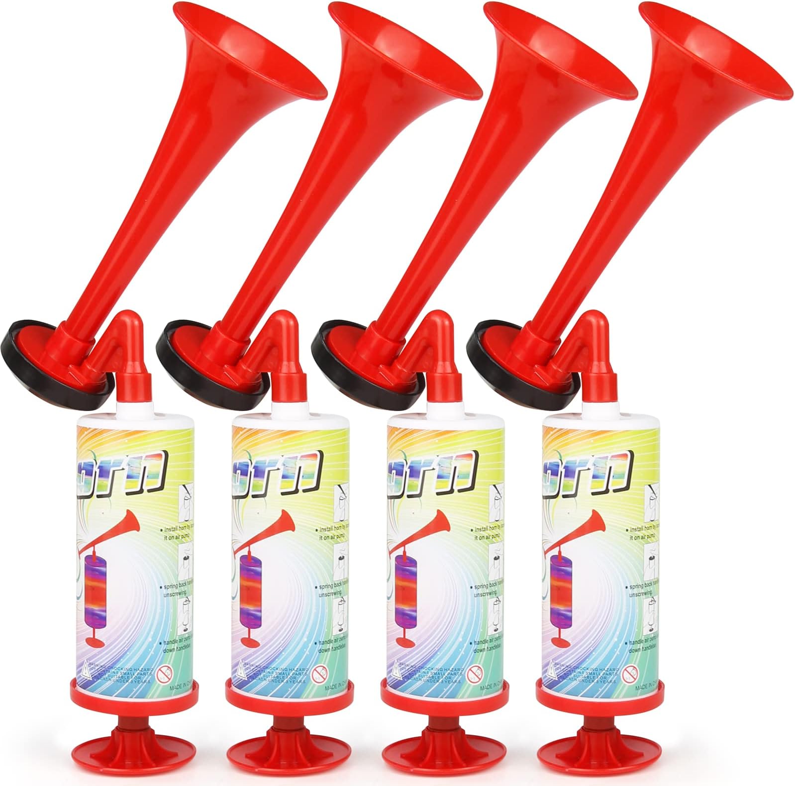 4 Pack Handpush Pump Blast Air Horn，HELESIN Handheld Air