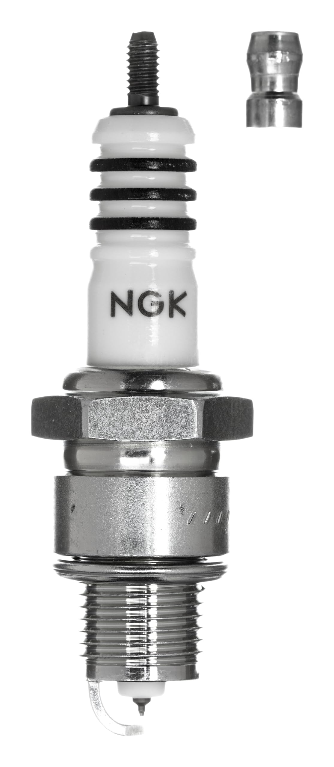 NGK Bujía de encendido 4085 Conexión roscada SAE Electro central Iridio Electrodo de masa supresión de interferencias 5 kOhm con asiento de estanqueidad plano Ancho de llave: 20,8 mm Long. de rosca: