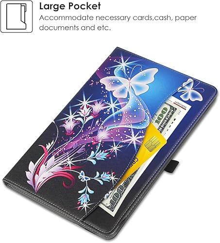 Miniatura 5 de Funda universal para tablet de 9 a 10.5 pulgadas, con múltiples ángeles de visión de piel sintética, con correa de mano para tableta de pantalla