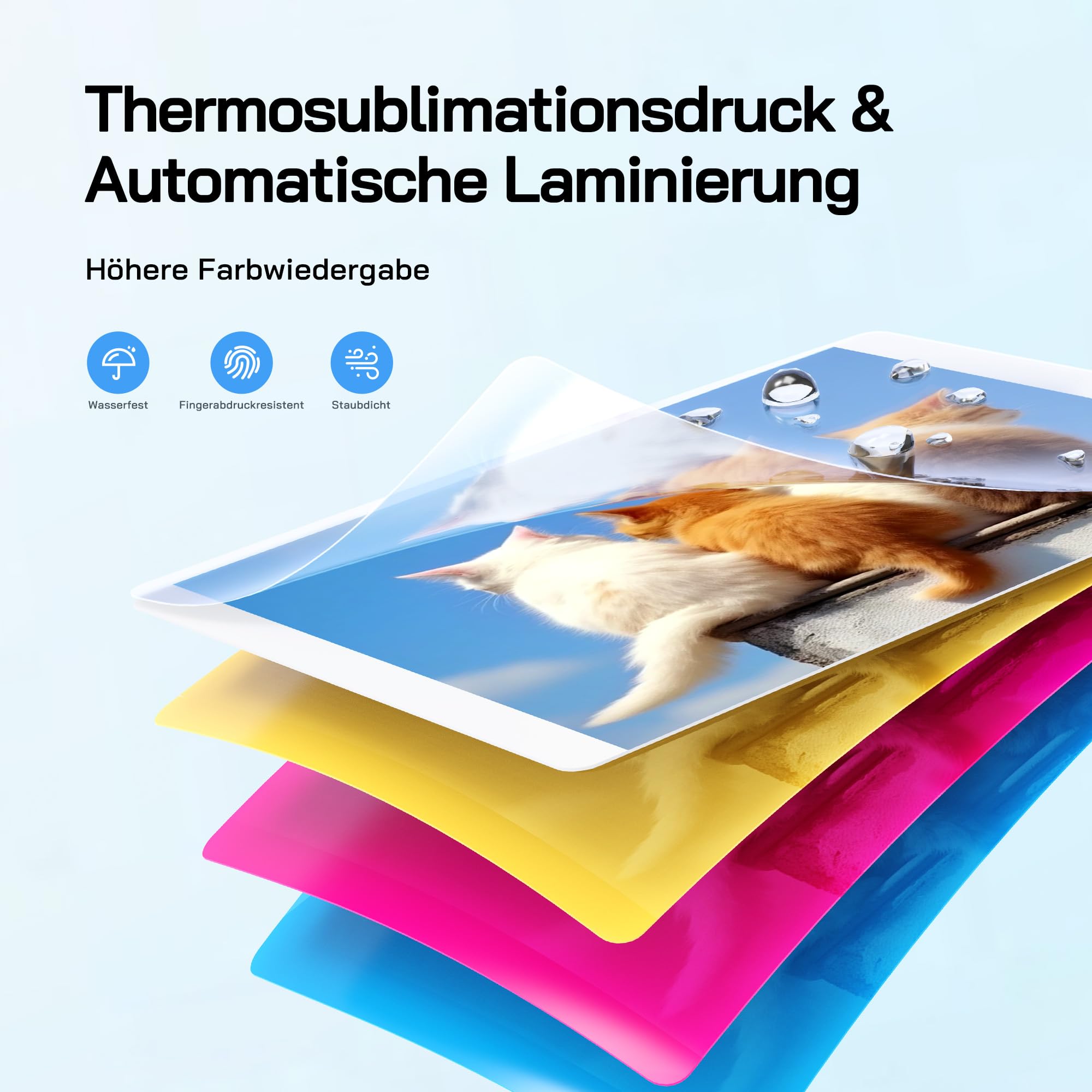 WOLFANG Fotodrucker, Sofortbilddrucker mit 54 Blatt (4 x 6 Zoll), unterstützt WLAN-Verbindung, kreative Fotobearbeitungs-Apps, für iOS/Android-Smartphone