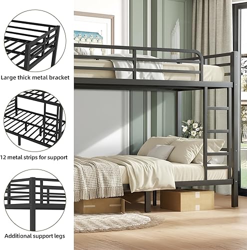 Miniatura 3 de XUWANSHANG Litera individual XL sobre cama individual XL, cama alta de metal resistente para adultosadolescentes, capacidad de 350500 libras con