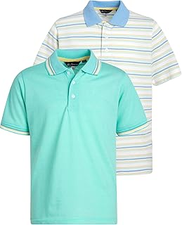 Camisa polo para meninos – Camisa polo de piquê de manga curta com ajuste clássico – Camisa de golfe elástica confortável para meninos (8-18)