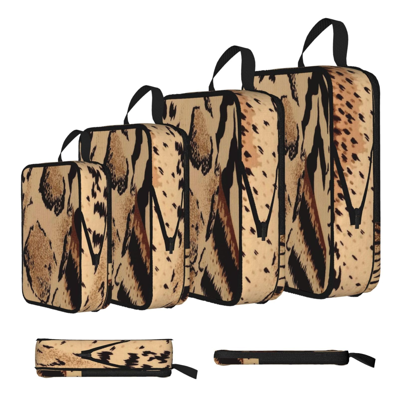 Vivid Leopard Print Print Packing Cubes for Travel Space Saver Bags, Compression Packing Cubes Set of 4, Expandable Luggage Organisers, Suitcase Organiser Bags