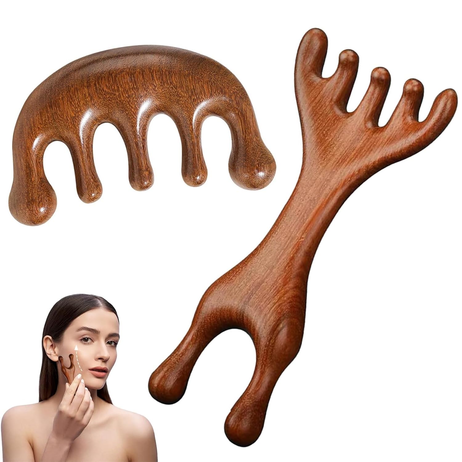 Wooden Scalp Massage Brush, 2 Pack, Head Massage Comb, Oxygen Massage Tool for Relaxing Scalp Care and Blood Circulation