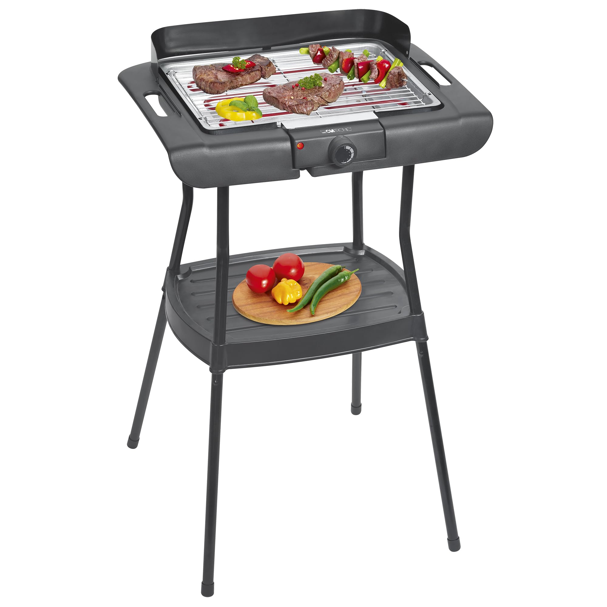 Barbecue sur pied et de table Clatronic | pour l'intérieur et l'extérieur | Barbecue électrique pour balcon | 2000 W | Barbecue de table électrique | Faible dégagement de fumée et d'odeurs | BQS 3842