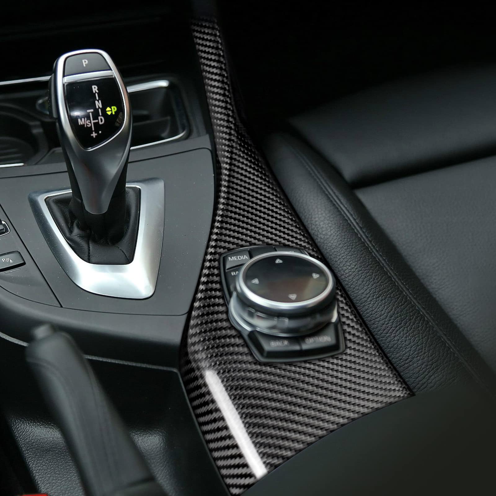KUNGKIC Osłona na panel multimedialny kompatybilny z BMW serii 1 2 F20 F21 F22, centralne sterowanie, naklejka z włókna węglowego, akcesoria do wnętrza