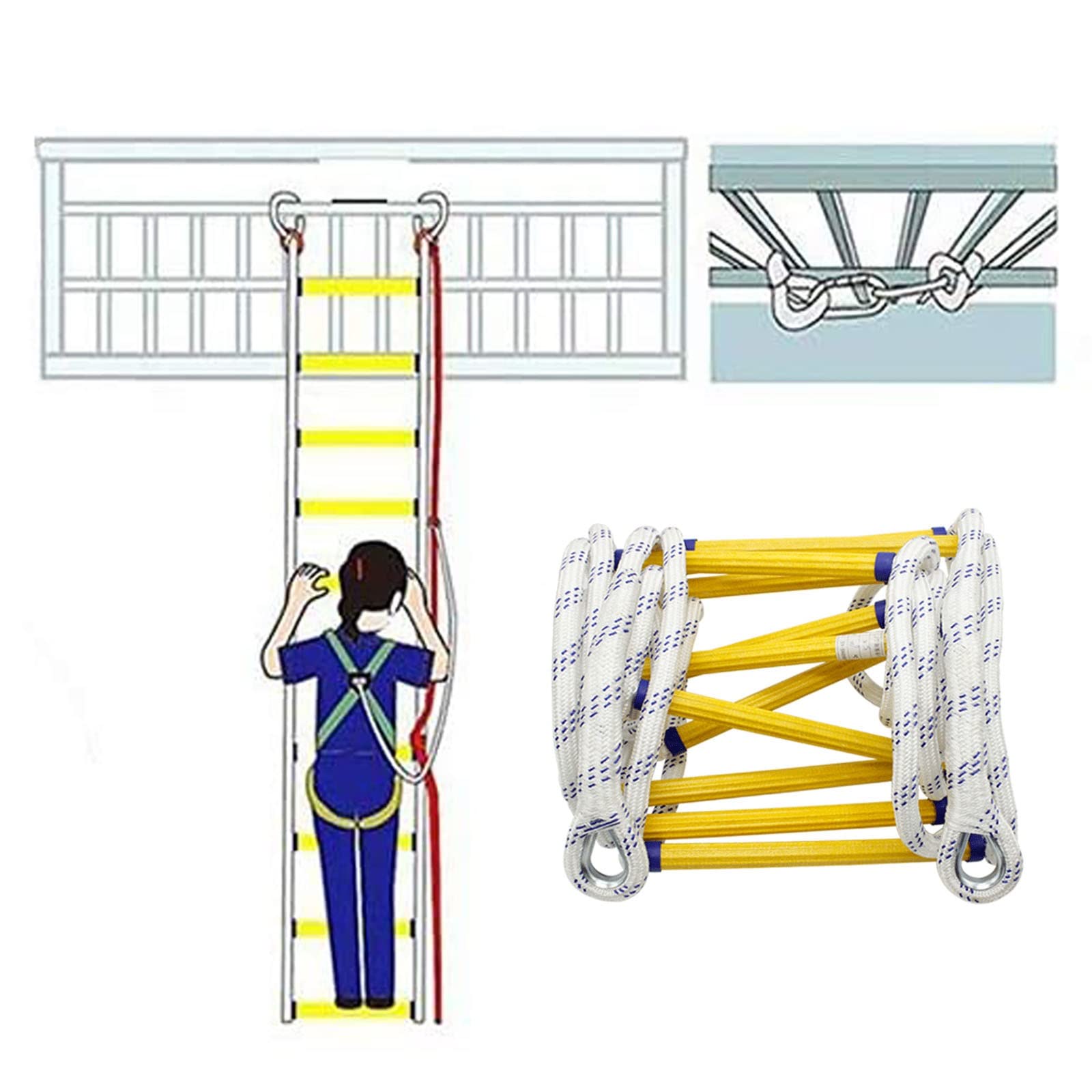 Échelle de corde de secours 20m pour protéger votre famille depuis le balcon