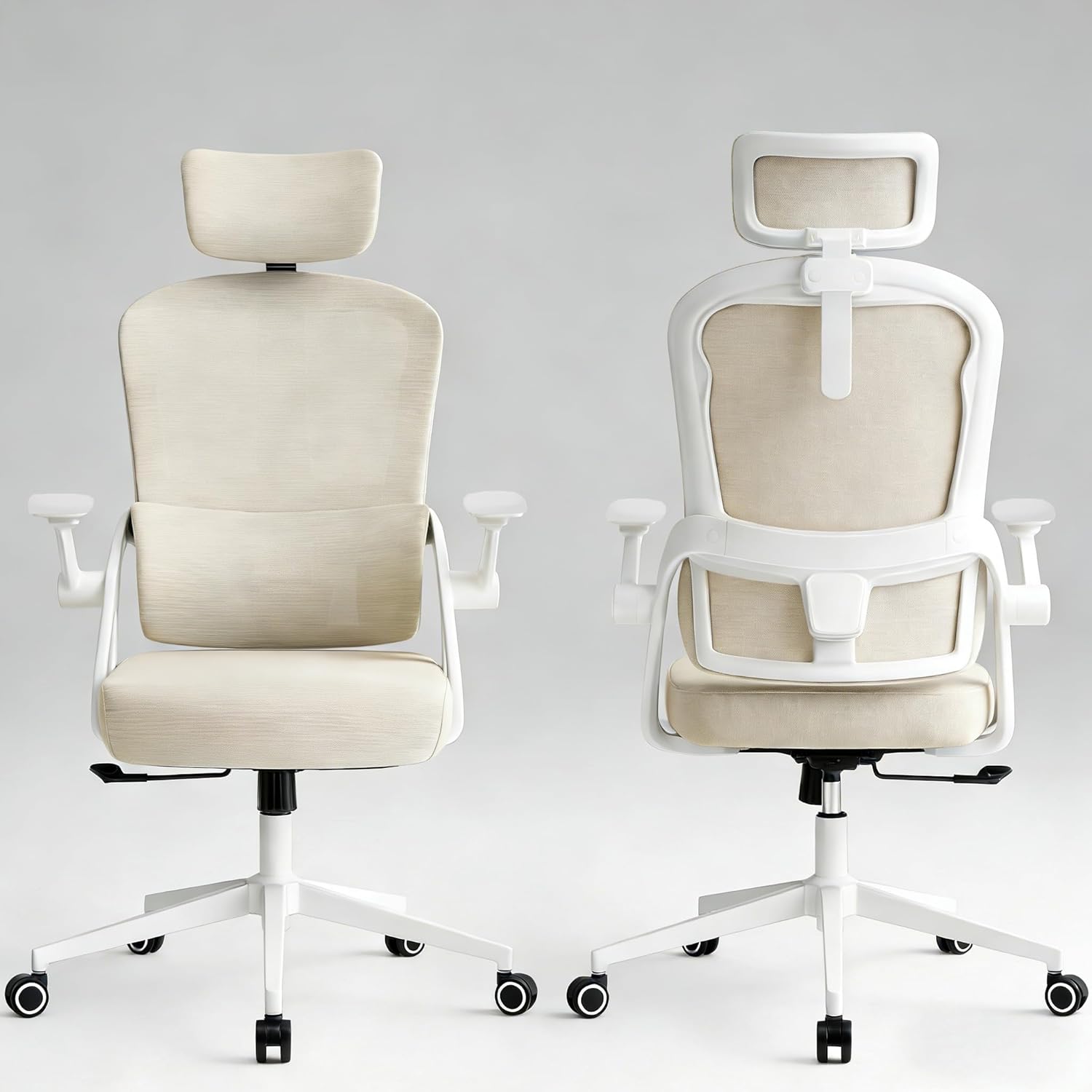 Ergonomic Office Chair - 350LB Comfy Desk Chairs with Adjustable Headrest and Lumbar Back Support, Mesh Computer Chairs with Wheels and Arms for Home Office, Study