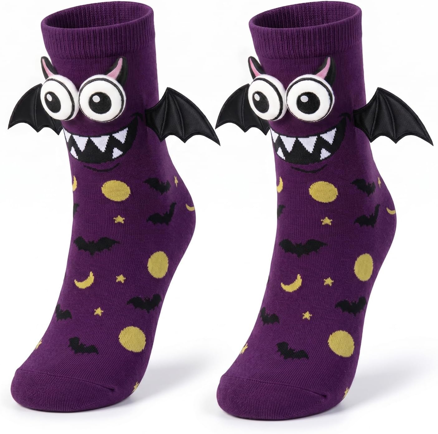 Funny Halloween Socks for Women Men Crazy 3D Spooky Bat Spider Socks for Halloween Party Costume Holiday Prank Gifts