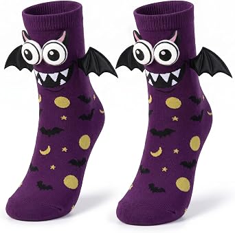 Funny Halloween Socks for Women Men Crazy 3D Bat Spider Socks