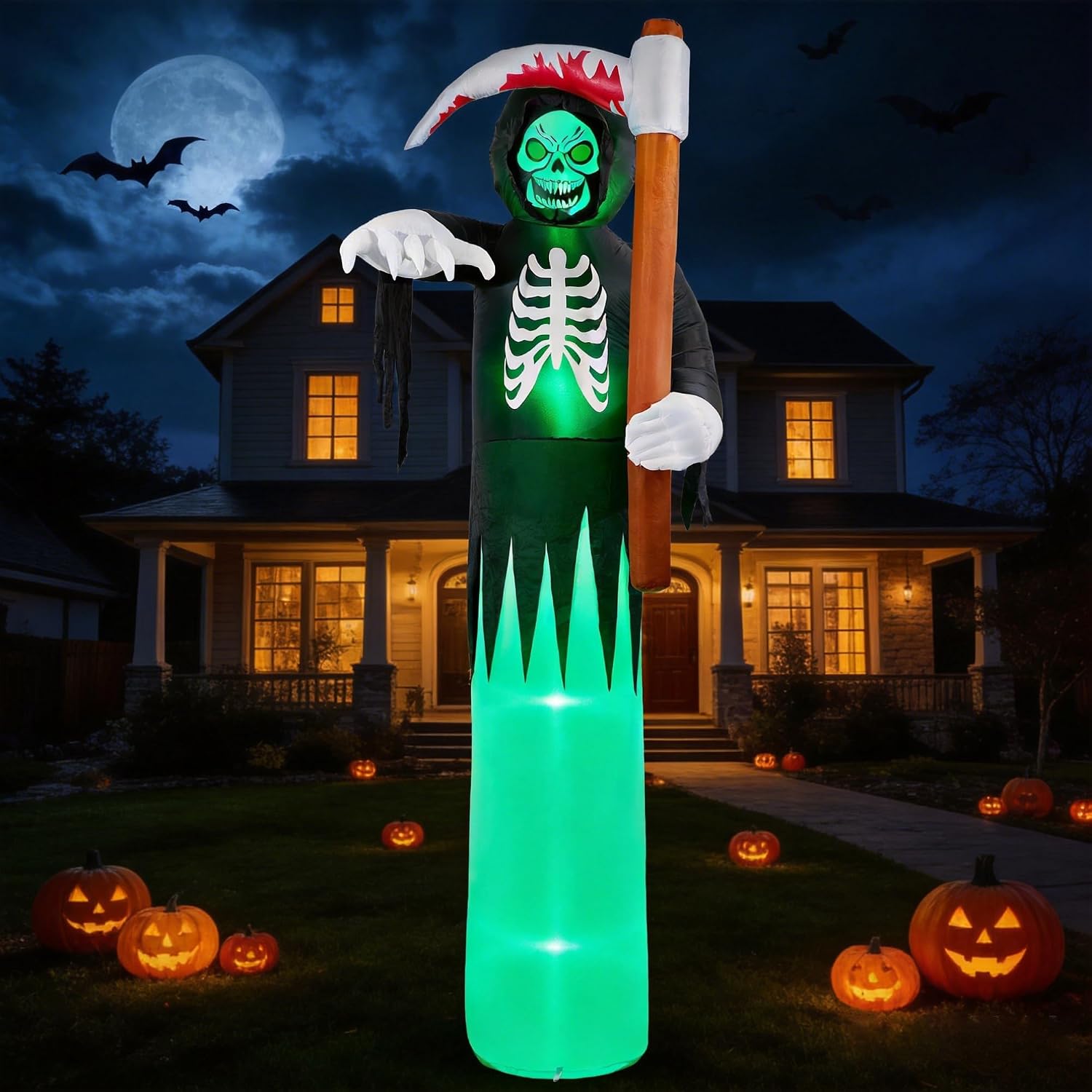 12-FT Giant Halloween Inflatable Grim Reaper with Scythe