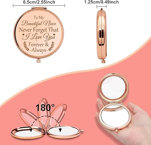 Miniatura 5 de Regalos de sobrina de tía y tío, regalo de cumpleaños inspirador, ideas de espejo compacto, regalo para niñas, niños, regalos de graduación para mi