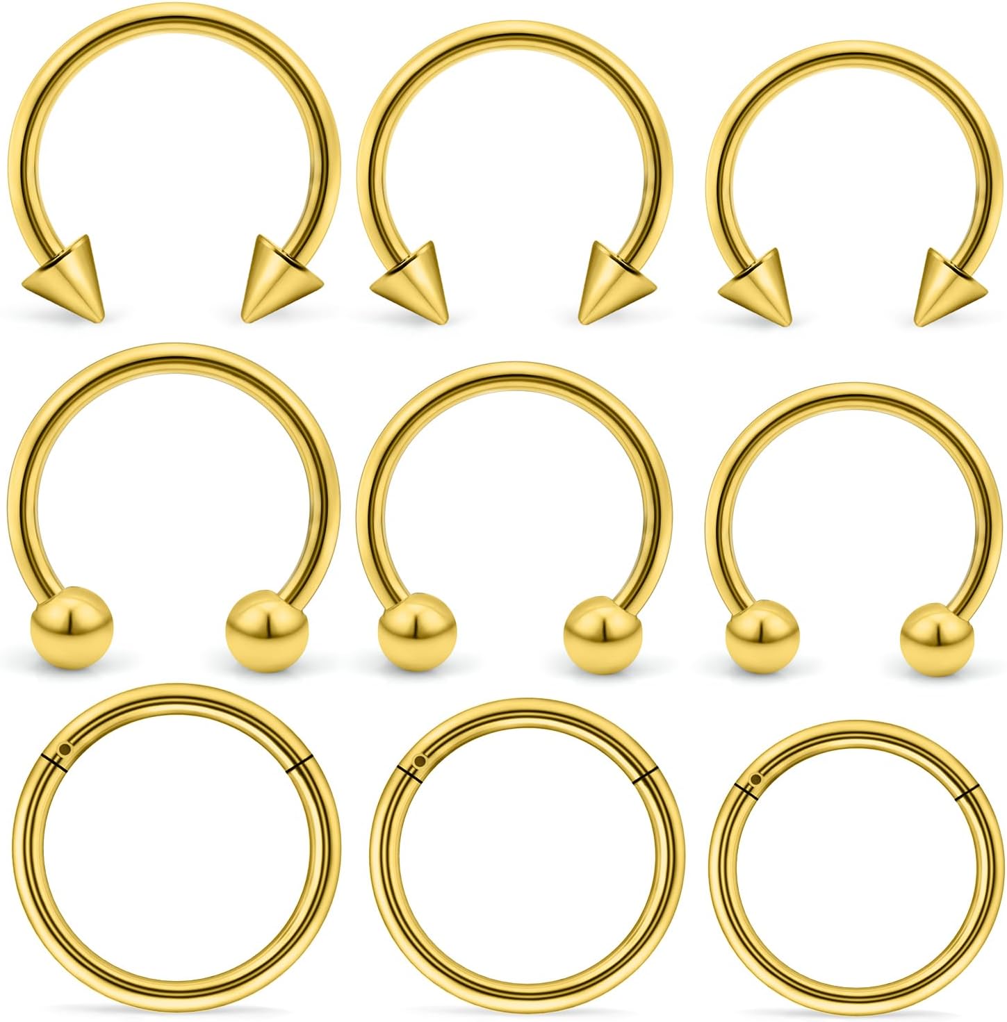 Hoeudjo 16G Septum Rings Stainless Steel Hinged Clicker Segment Septum Ring Horseshoe Earring Nose Lip Ring Hoop Cartilage Tragus Daith Helix Sleeper Earrings Body Piercing Jewelry 8mm 10mm 12mm