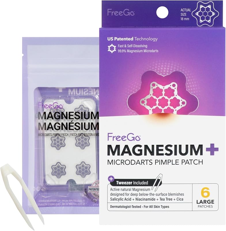 Tiras adesivas para cuidados localizados FreeGo com microdardos de magnésio, hidrocoloide e ingredientes vegetais — Pacote com 6