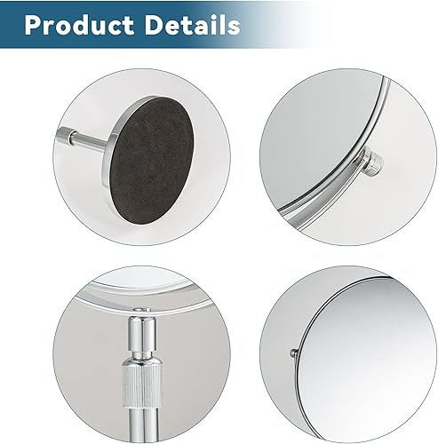 Miniatura 7 de HOMEMIRO Espejo de maquillaje de mesa de 17 pulgadas de alto, espejo telescópico de maquillaje de altura ajustable de 8 pulgadas, espejo de tocador