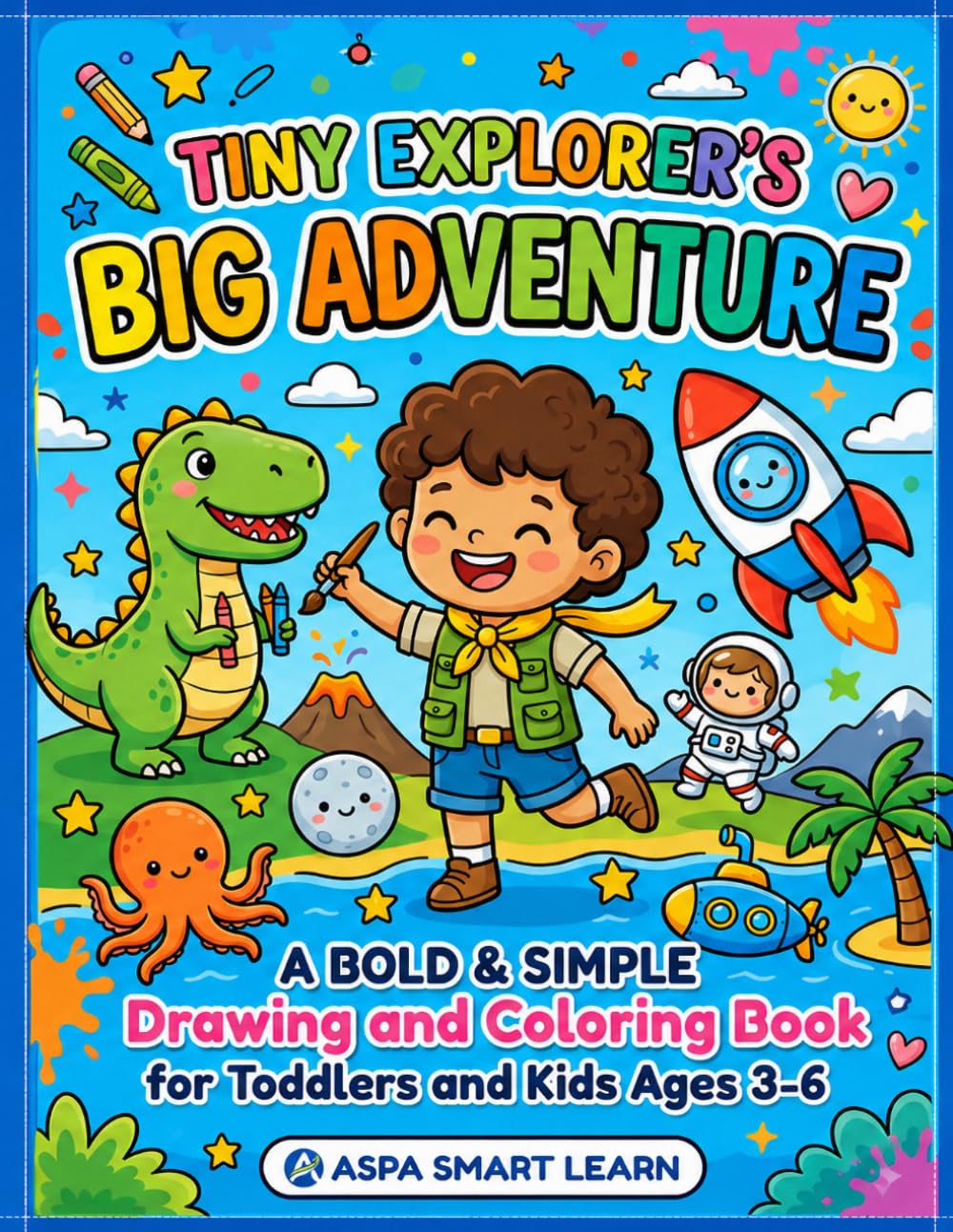 TINY EXPLORER'S BIG ADVENTURE: DRAWING AND COLOURING BOOK FOR TODDLERS AND KIDS