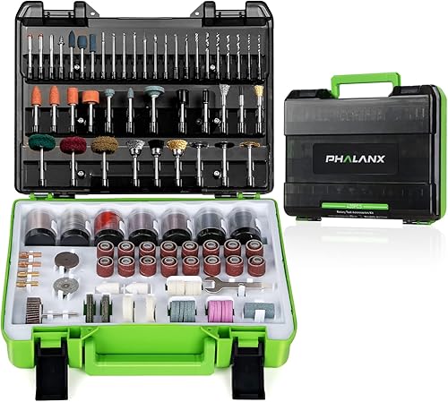 Miniatura 9 de PHALANX Kit de herramientas rotativas inalámbricas de 8 V, batería de 2.0 Ah recargable con 73 accesorios, luz LED de 5 velocidades, ideal para