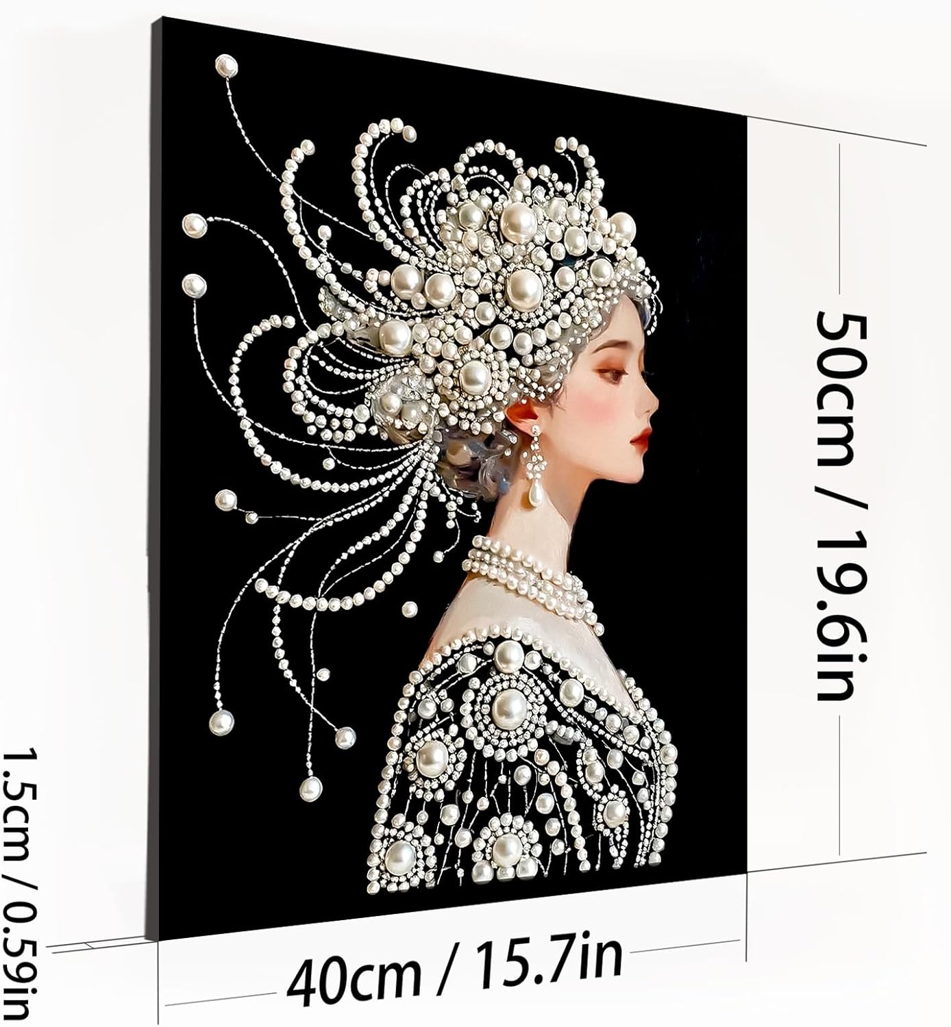DIY Diamond Pearl Painting Kit for Adults, Woman 3D Pearl Painting Craft with Wooden Frame 40x50cm, Beginner Friendly Home Wall Decor Art, Gift for Women Men Housewarming
