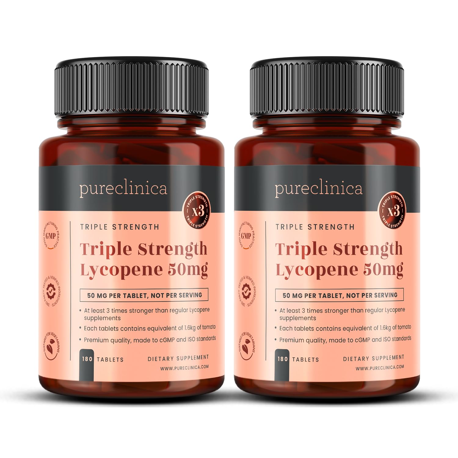 Lycopene 50mg – 360 Tablets (2 x 180) | 12 Month Supply | Triple Strength Antioxidant Supplement | High Potency Tomato Extract | Vegan, Non-GMO, Made in UK