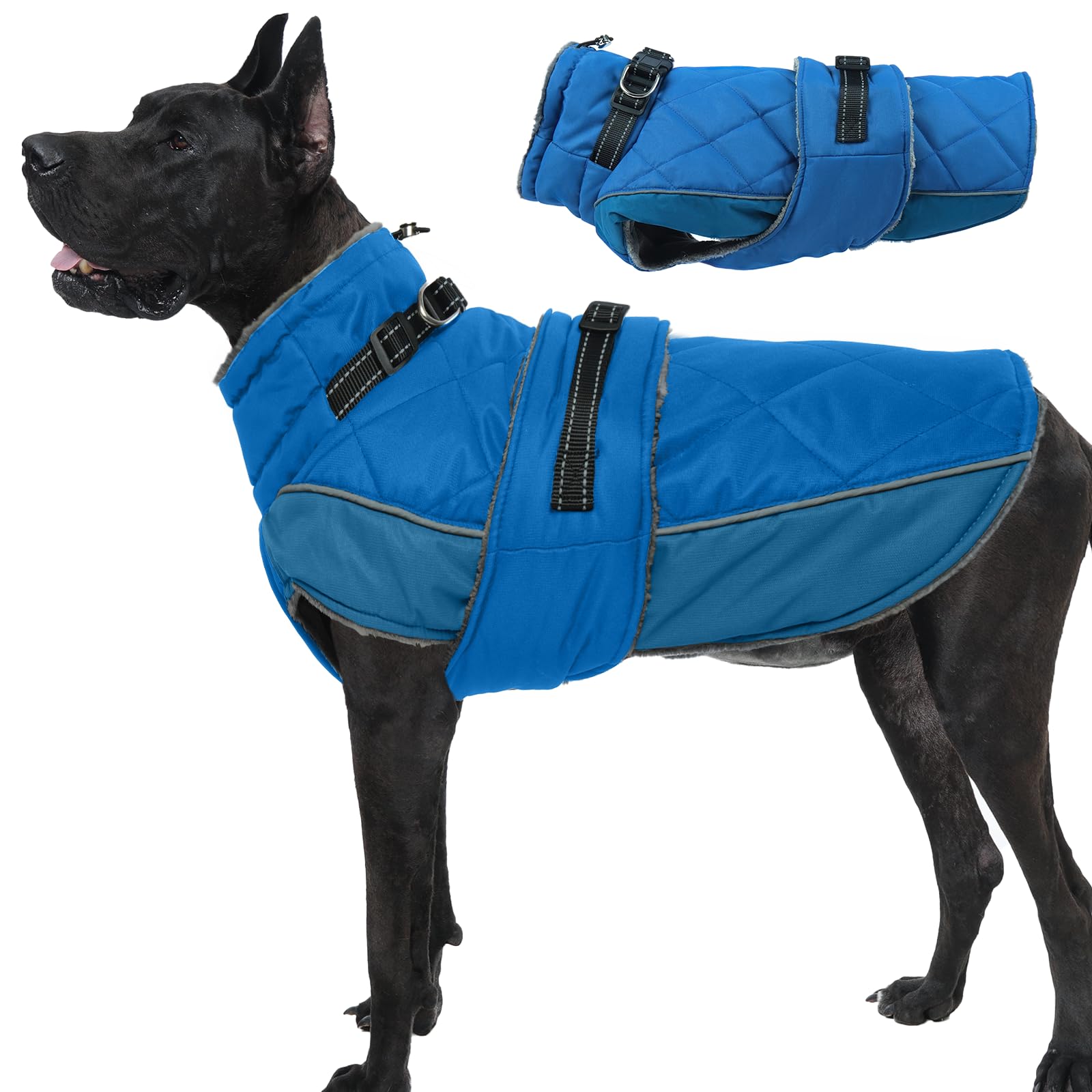 Cappotto invernale per cani di grandi dimensioni, impermeabile, con colletto alto e strisce riflettenti, giacca per cani per la stagione fredda, cappotto invernale per cani tedeschi, sera