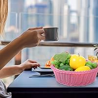 Vista 8 de ABOOFAN Cesta de fruta tejida de ratán redondo para pan, tazón de mimbre pequeño, contenedor de almacenamiento de alimentos, bandeja para servir