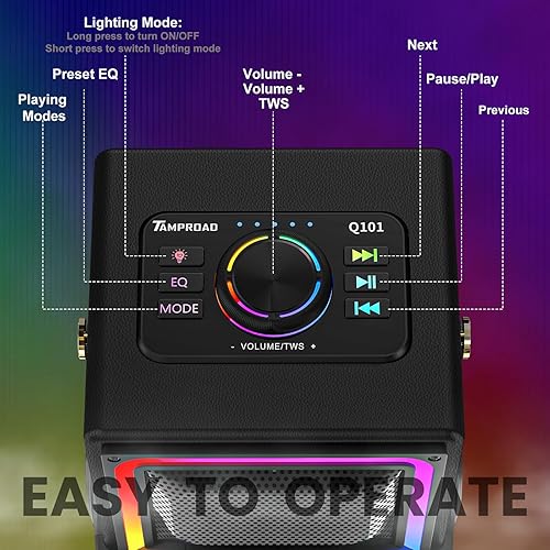 Miniatura 6 de Altavoz Bluetooth, altavoces inalámbricos de 120 W de potencia máxima Boombox con graves profundos, subwoofer de sonido estéreo portátil con