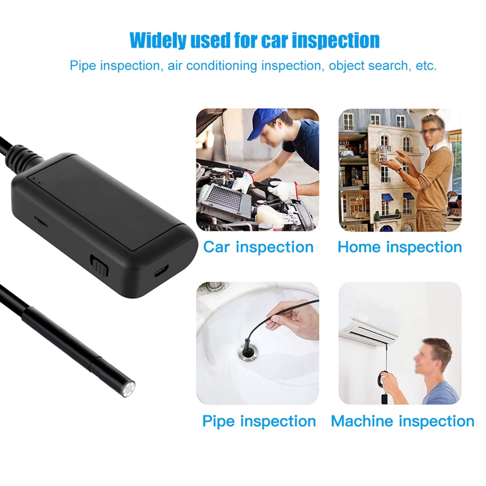 Endoskop Kamera, WiFi 0.2in 5MP Endoskop Inspektionskamera mit 6 LEDs, IP67 Wasserdicht Endoskopkamera für Smartphones(5 m Kabel)
