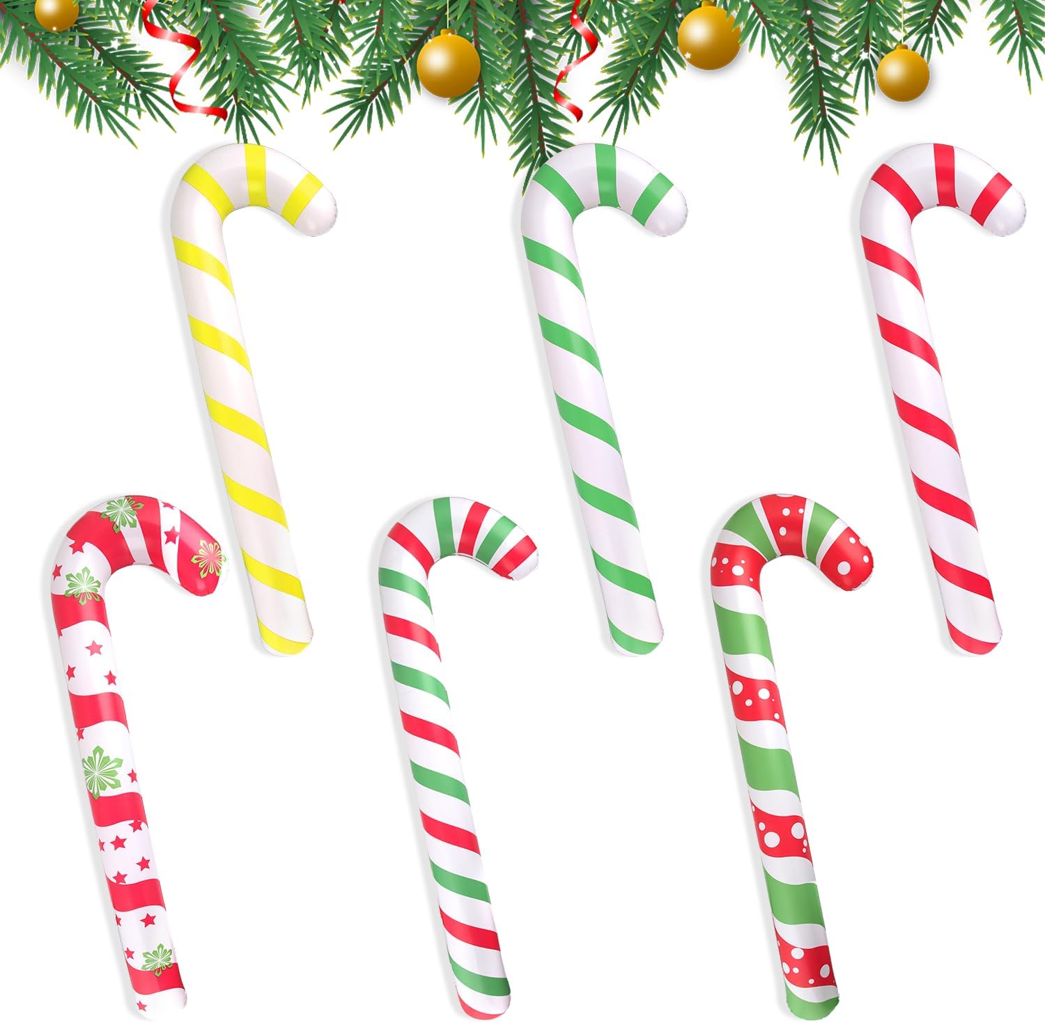 3er Set Aufblasbare Zuckerstangen 87cm - Riesige Weihnachtsdekoration Für Innen & Außen