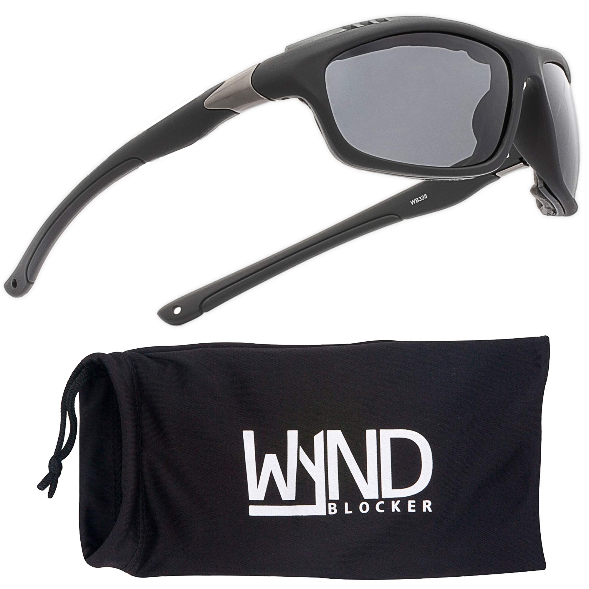 WYND BlockerAirdam Sunglasses Motorcycle Riding, Driving, Fishing, Boating Wrap, Black | Smoke, Medium
