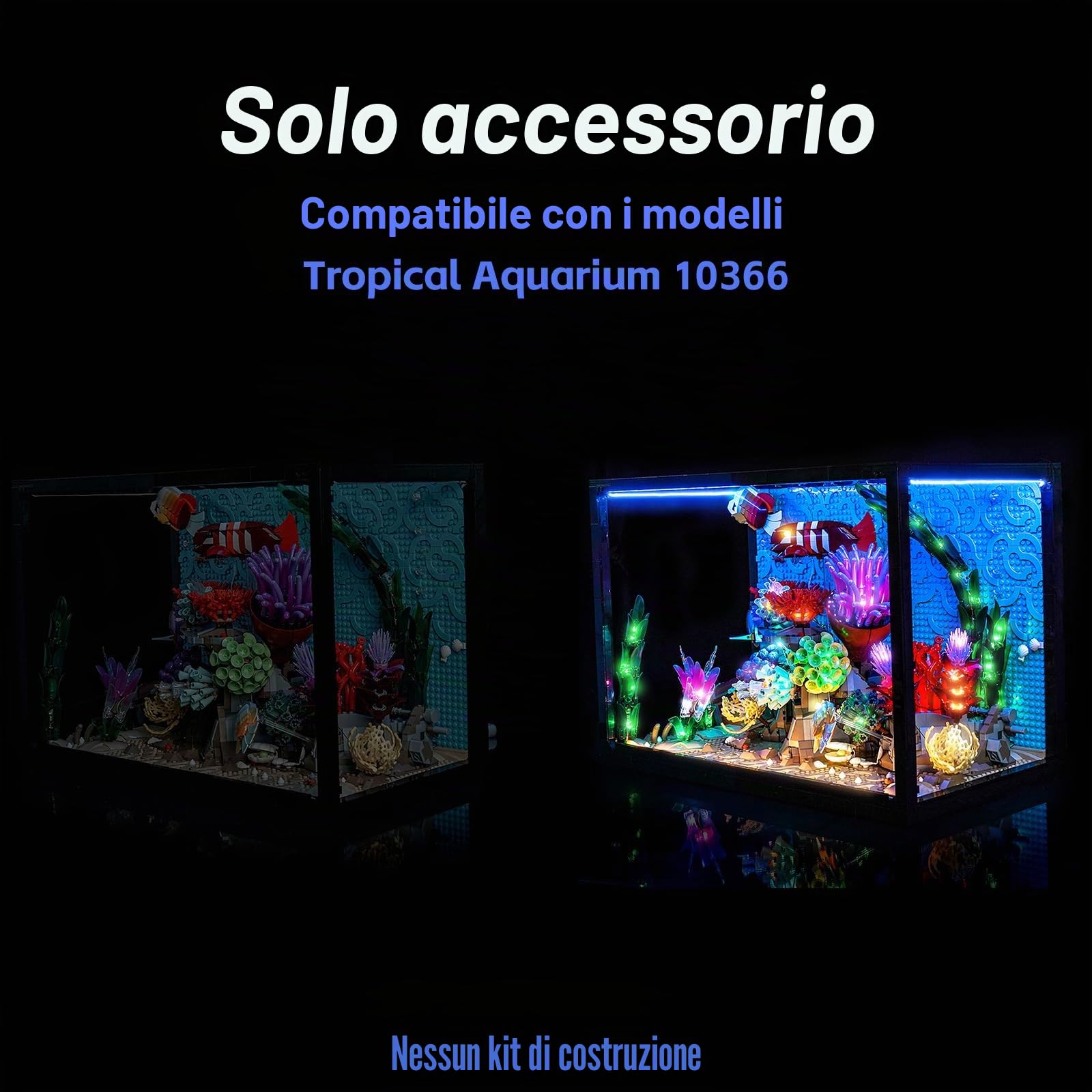 Set di luci LED con interruttore dimmer touch compatibile con Lego 10366 Tropical Aquarium (nessun modello), set di illuminazione decorativa compatibile con Lego Tropical Aquarium giocattoli creativi