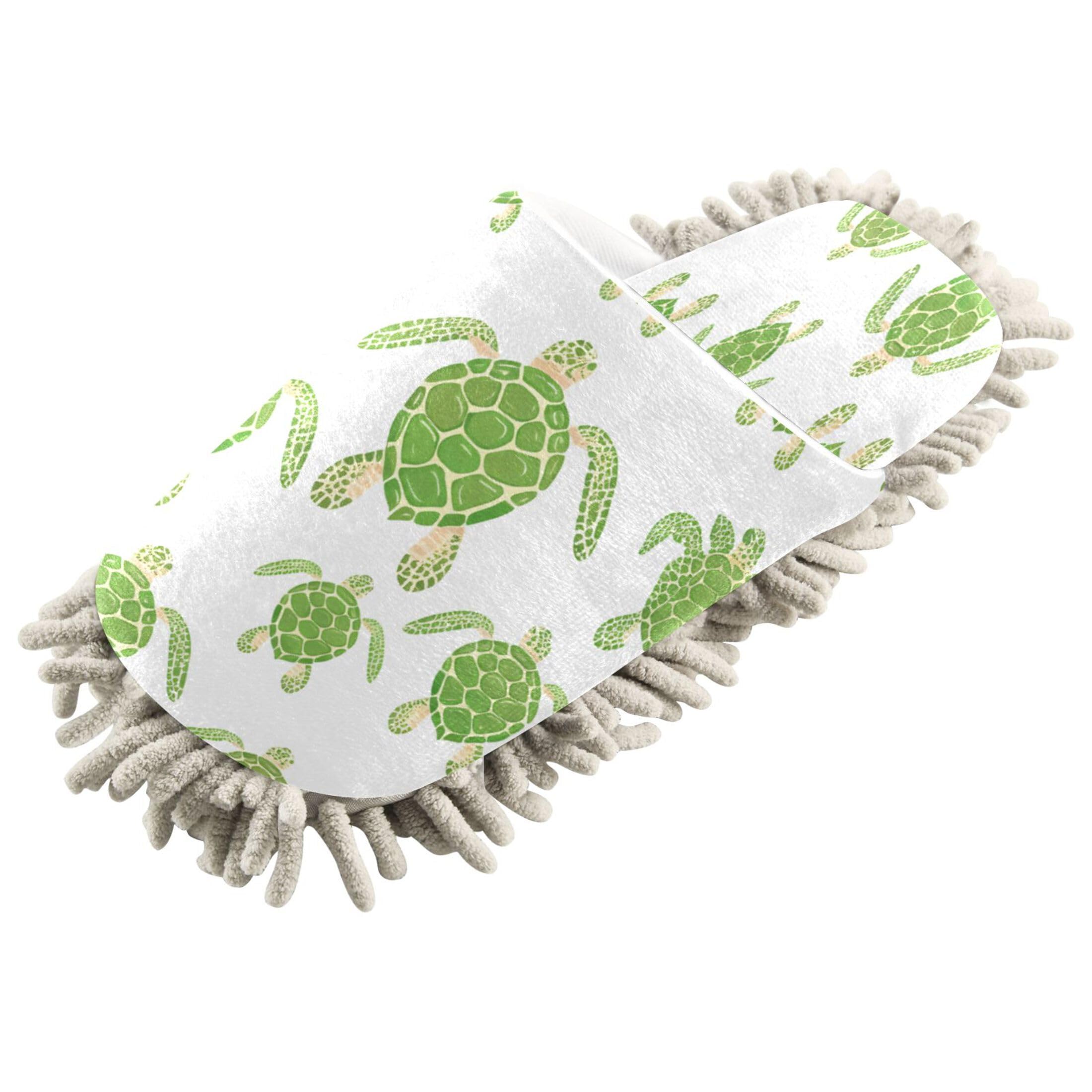 Kigai Sea Turtles Mop Slippers for Floor Cleaning, Slippers for Women Men, Microfiber Floor Cleaning, M