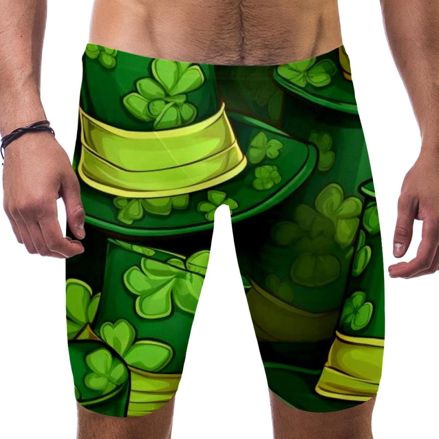 St Patrick's Day Jammers for Men, Size S to 3XL Swim Jammer Swimsuit for Practice and Competition Swimming