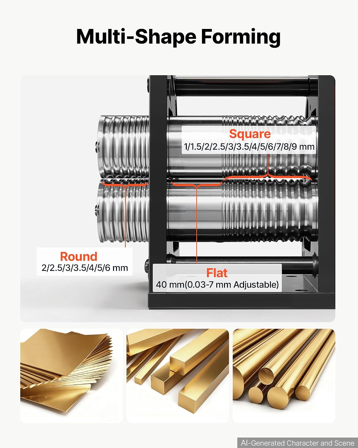 VEVOR Rolling Mill 3-in-1 Round Flat Square Pressing Roller Mill Machine