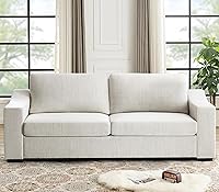 Vista 15 de Eluchang Sofá seccional convertible, sofá en forma de L con asientos extra profundos, tela de lino natural, sofá de esquina moderno y cómodo