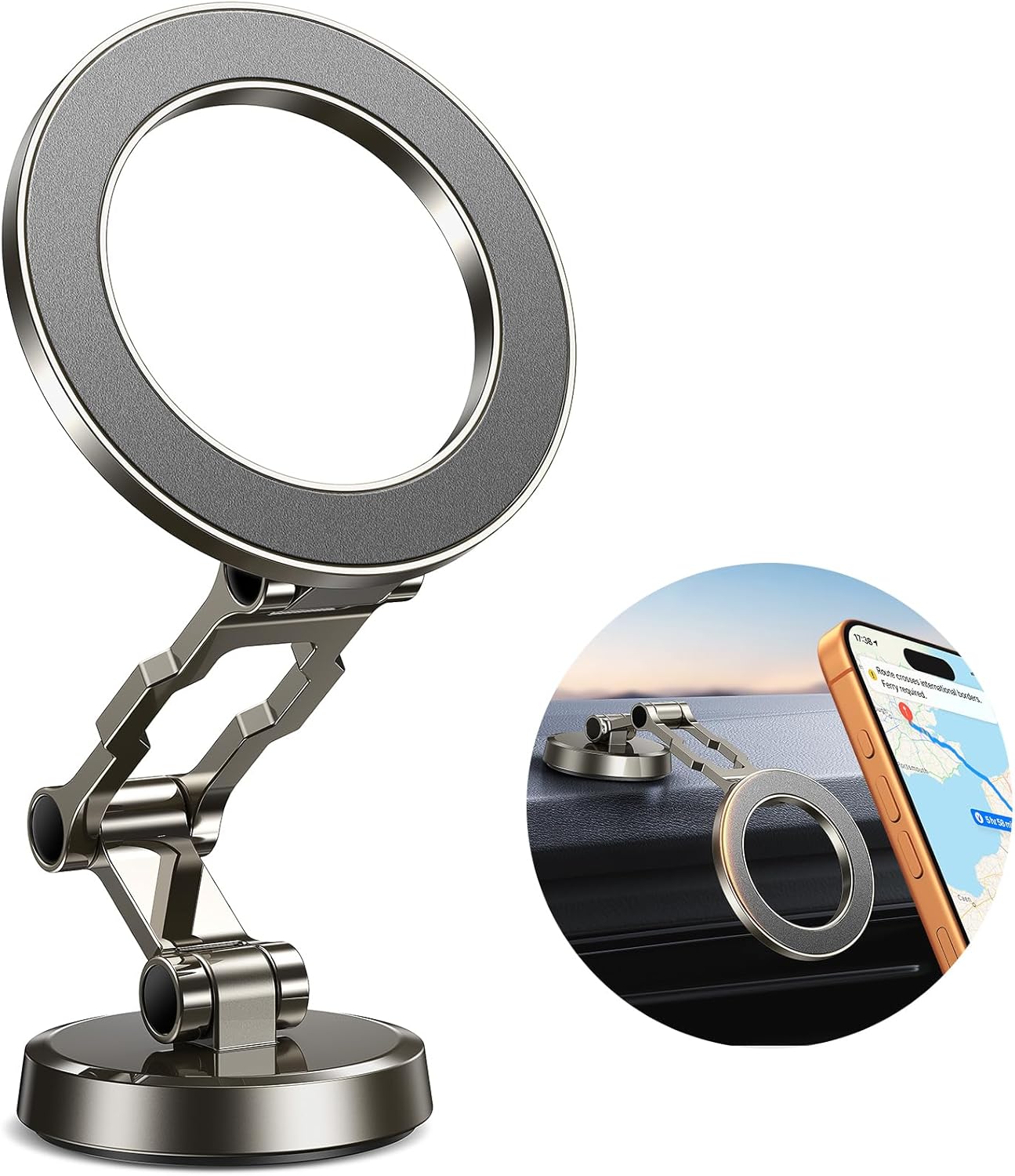 kaistyle for Magsafe Car Mount【Tri-fold & All Metal】Magnetic Phone Holder for Car Phone Holder Mount Dashboard Cell Phone Holders for Your Car Accessories for Women Men for iPhone 17 Pro Max 16 15 14