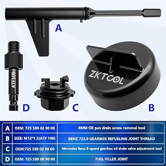 ZKTOOL 4PCS Full Metal Upgrade Transmission Oil Filling Tool Kit for Benz