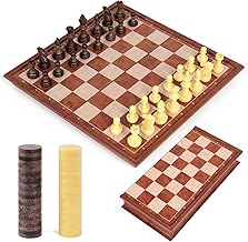 Peradix Magnetic Chess and Checkers 2 in 1, Portable Folding Chess Set for Kids and Adults, Unique Design of Safety Box, Safety, Easy to Carry for Travel (25×25cm)