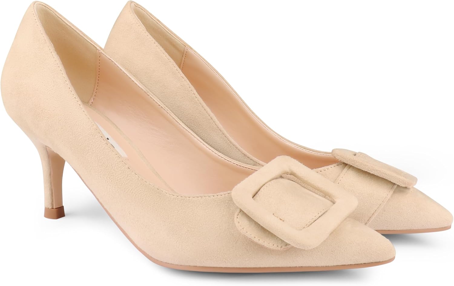 Zzheels Women's Closed Pointed Toe Pumps Kitten Heels Office Wedding Party Shoes