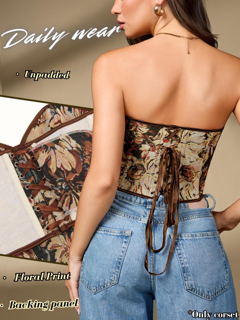 Boned Lace Up Corset Top For Women, Heart Overbust Strapless Vintage, Sexy Bustier Crop, Party Club Outfits - Image 3