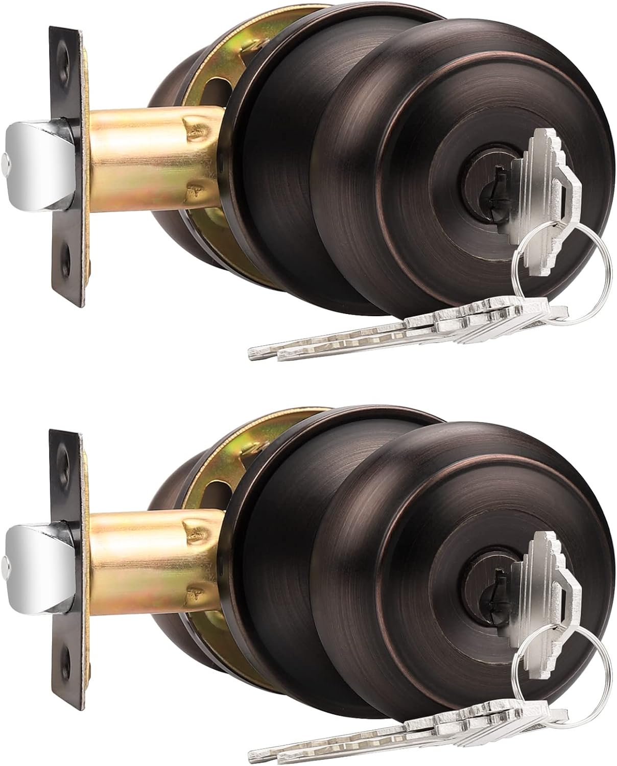 Probrico Keyed Entry Door Knobs, Exterior Interior Door Knob with Lock 2 Pack, Bedroom Bathroom Door Knobs with Same Key, Oil Rubbed Bronze Probrico Keyed Entry Door Knobs, Exterior Interior Door Knob with Lock 2 Pack, Bedroom Bathroom Door Knobs with Same Key, Oil Rubbed Bronze