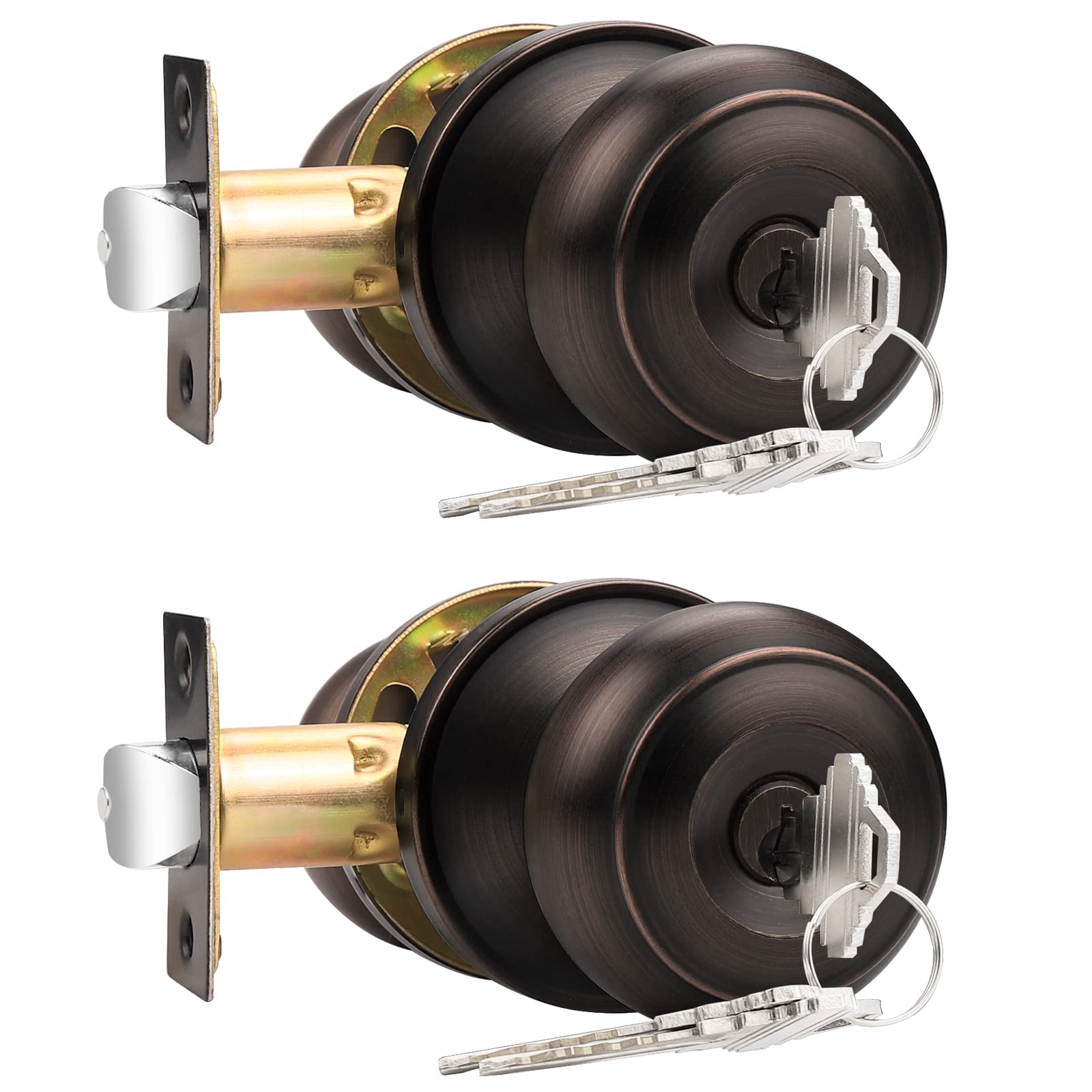 Boutons de porte de chambre sécurisés avec clé Probrico bronze huilé contre intrusion