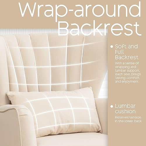 Miniatura 3 de Silla decorativa moderna, cómoda silla con respaldo de alas con almohada tapizada, silla de lectura para dormitorio, sala de estar, espacios