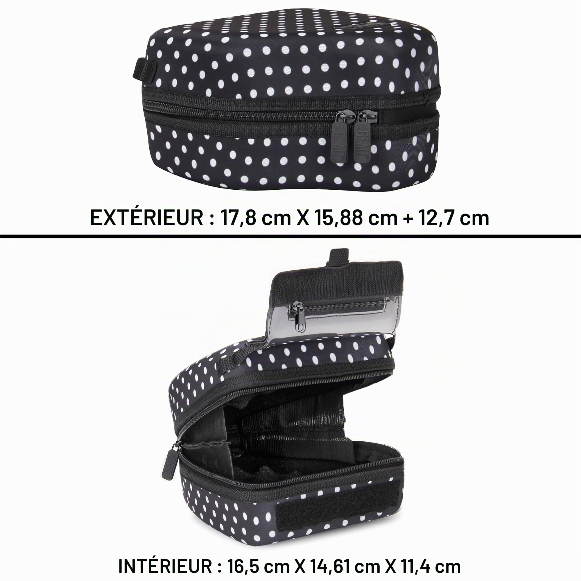 USA Gear Housse pour Appareil Photo Reflex numérique avec Coque Rigide moulée en EVA, Ouverture Rapide, intérieur rembourré et poignée recouverte de Caoutchouc, (à Pois)