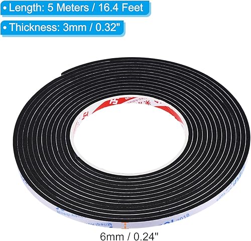Miniatura 2 de PATIKIL Cinta de espuma de sellado de 16.4 pies, 0.236 pulgadas de ancho y 0.118 pulgadas de grosor, burlete de puerta de una sola cara para