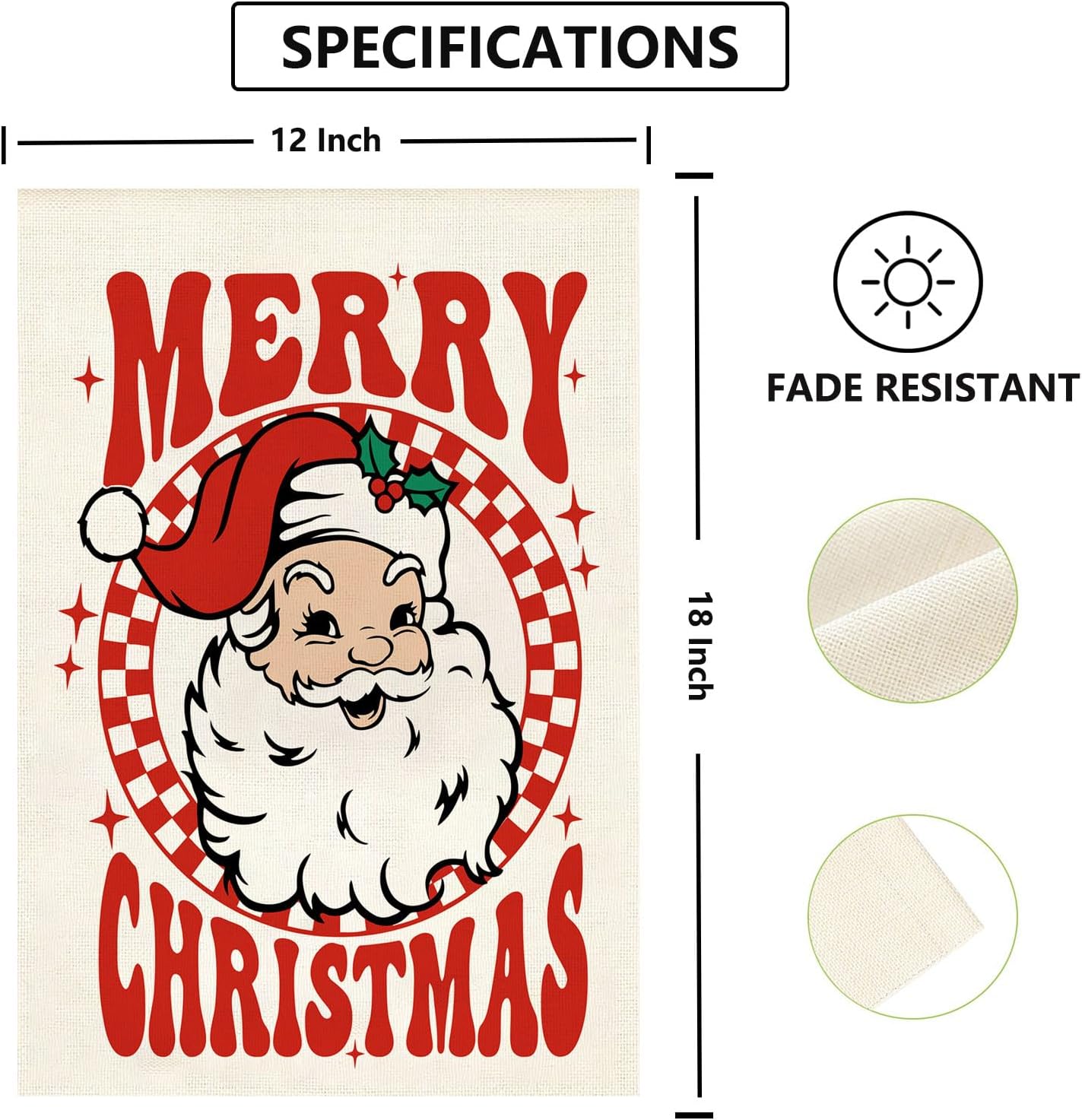 Merry Christmas House Flag Xmas Santa Claus Burlap 28 x 40 Inch Vertical Double Sided Winter Holiday Decorations Yard Outdoor Home Decor - Image 3