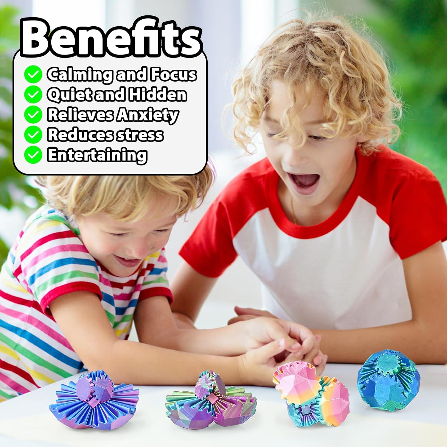 Gear Ball 3D Printed Fidget, Square Gear Sphere Stress Relief Toys, Cool Office Toys,GearSphere Desk for Anxiety Relaxing,Gift for Adults & Kids(Blue Green,2.3 Inch) (Purple Blue, 2.3 Inch)