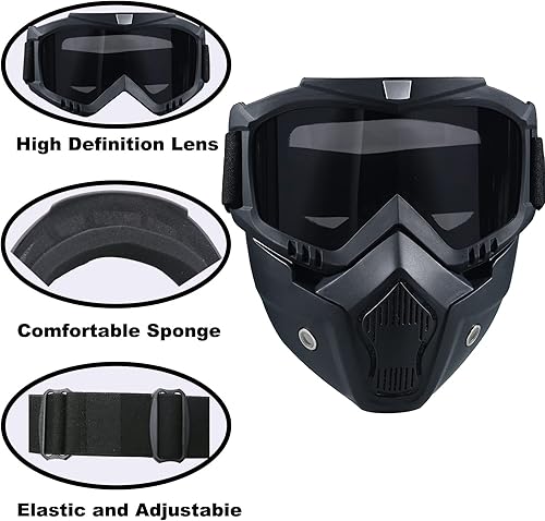 Miniatura 3 de Máscara de paintball anti niebla,Máscara táctica de cara completa máscara de esquí gafas desmontable ajustable, protección facial de motocicleta