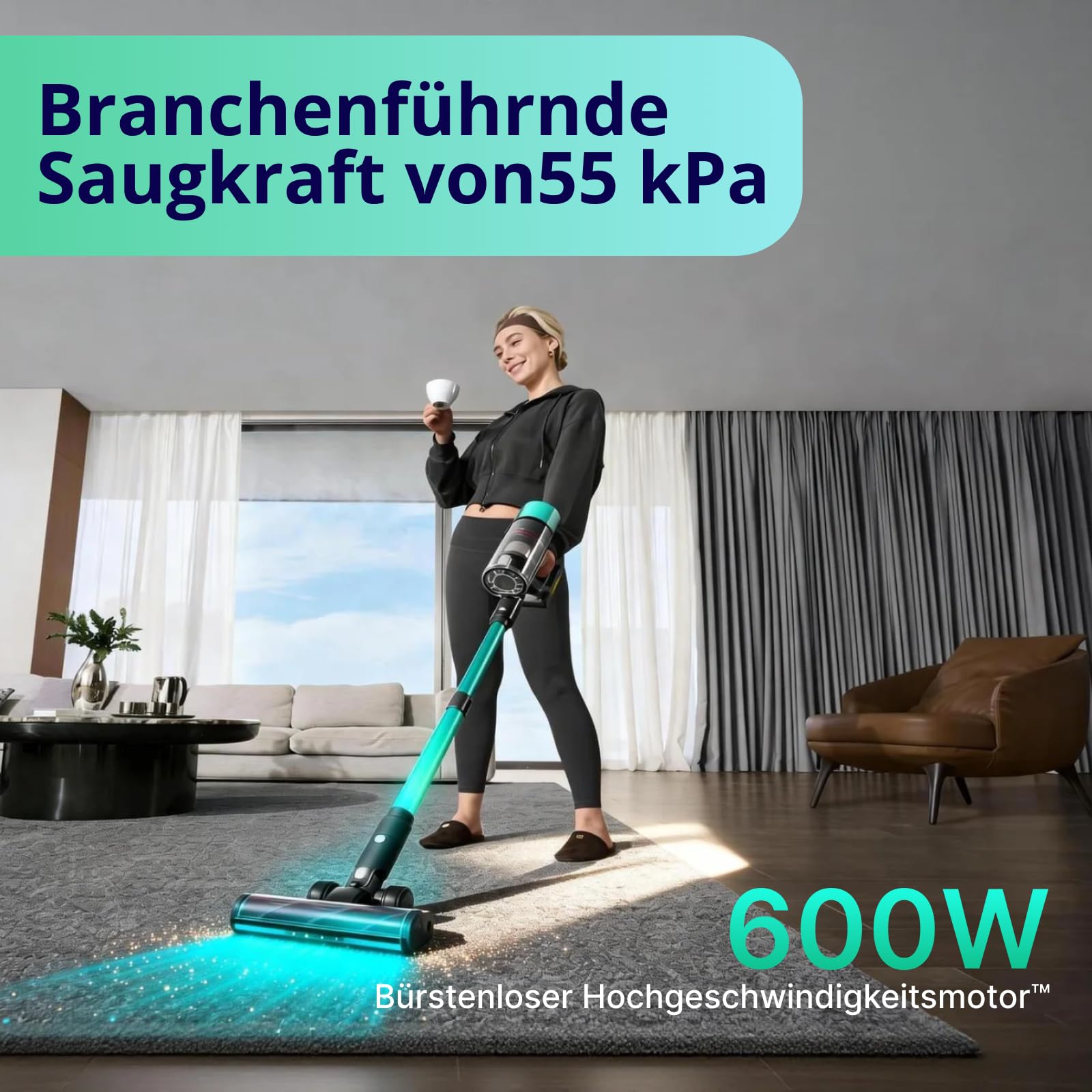 V5 Pro Akku Staubsauger Mit 1 M Flexschlauch, 55 kPa, 600 W, 80 Min