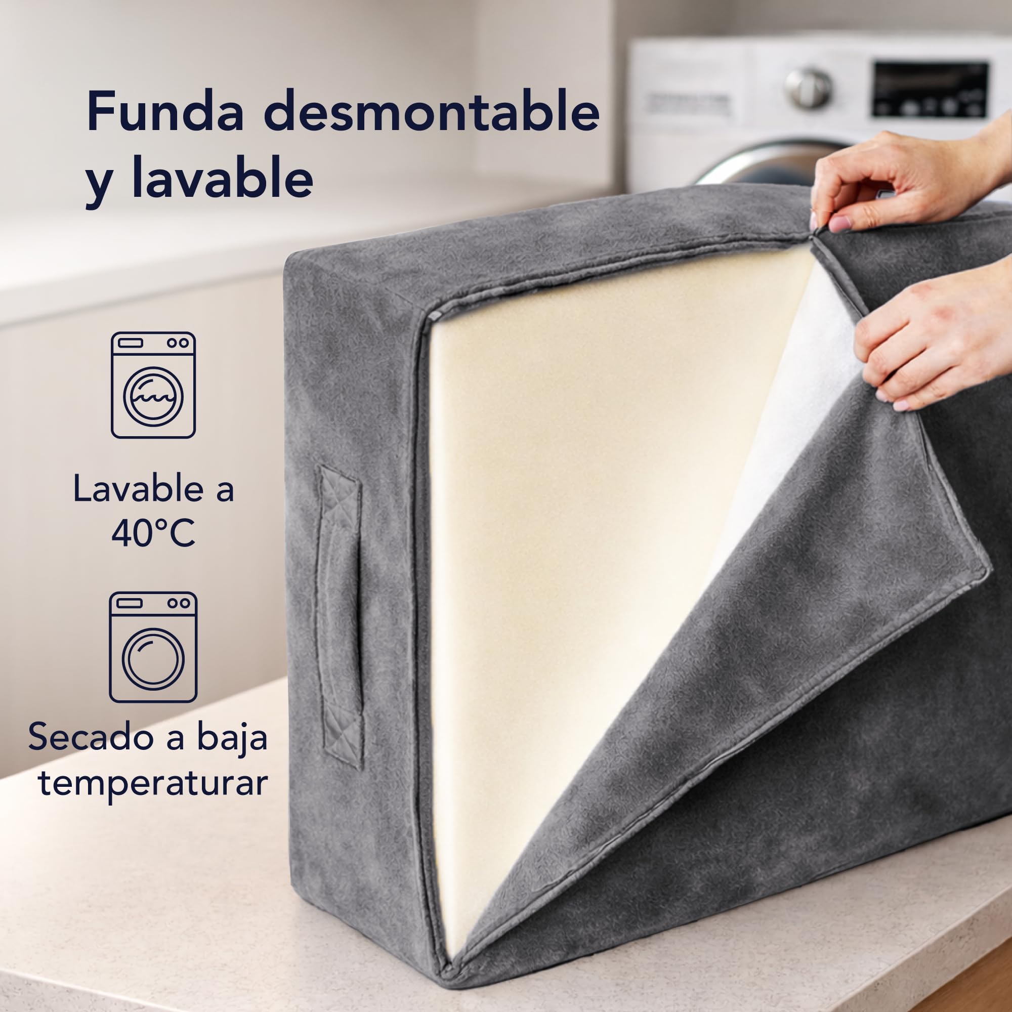 Dreamzie Almohada Piernas Dormir - Cojin piernas Dormir - Dolor de Espalda, Rodillas, Post-operatorio, Piernas Pesadas, Circulación - Transpirable Lavable Hipoalergénico
