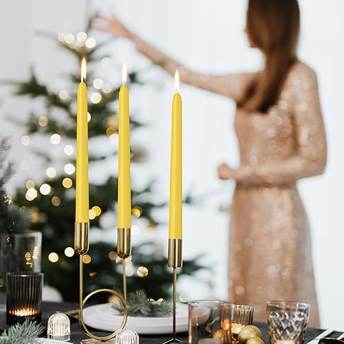 Miniatura 54 de Paquete de 4 velas cónicas naranjas de 10 pulgadas, sin goteo, sin humo y sin perfume, 8 horas de combustión, ideales para bodas, cenas y decoración